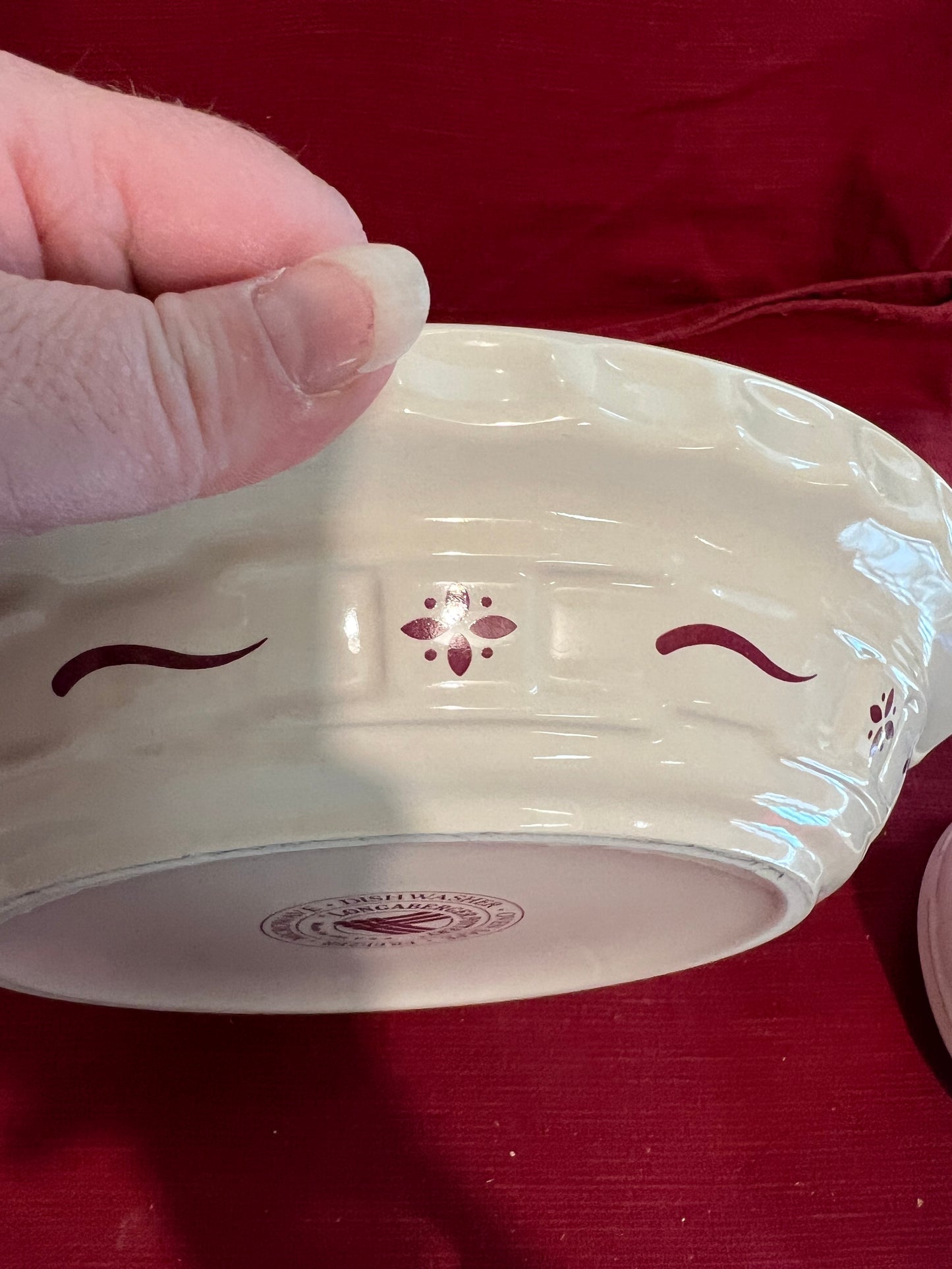Longaberger full size pie plate in traditional red