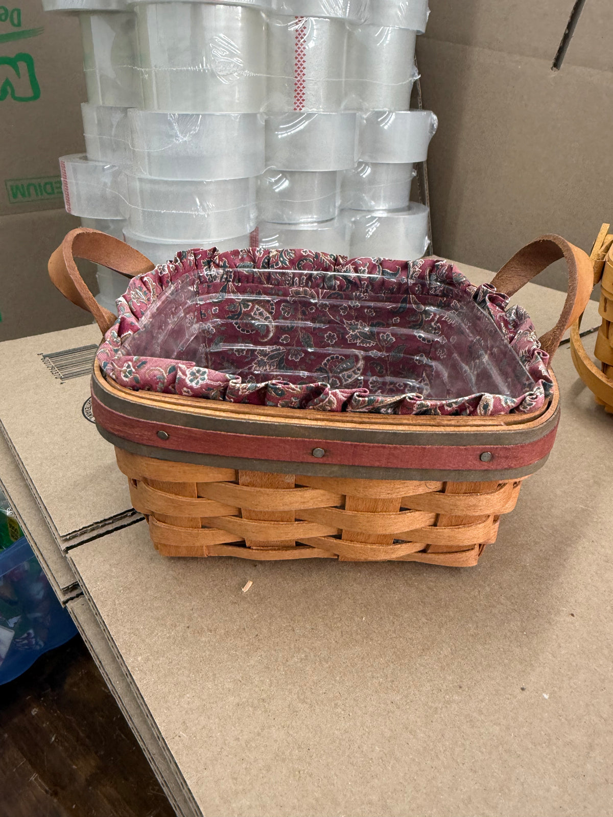 Longaberger Father’s Day spare change basket with liner and protector