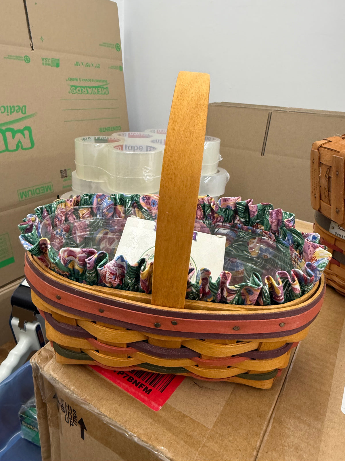 Longaberger 1996 Easter basket with liner, protector, and tie on