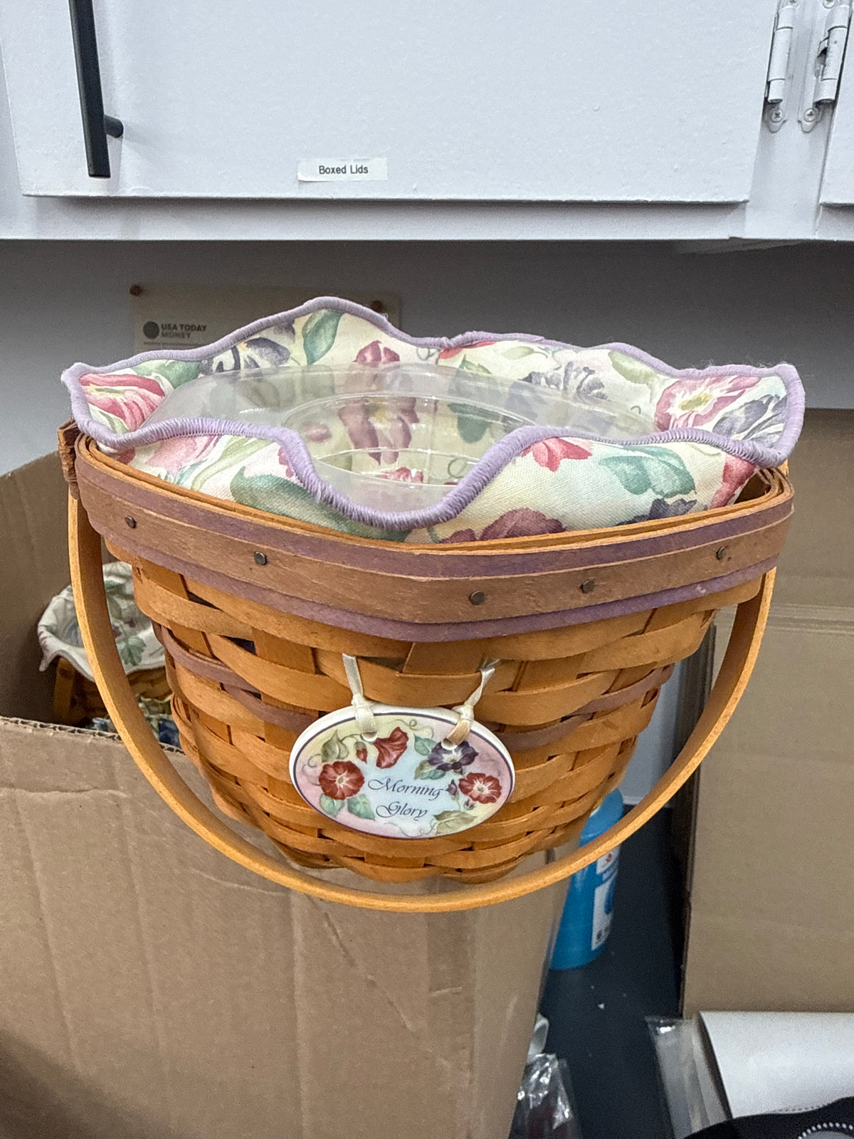 Longaberger morning glory basket with liner and protector