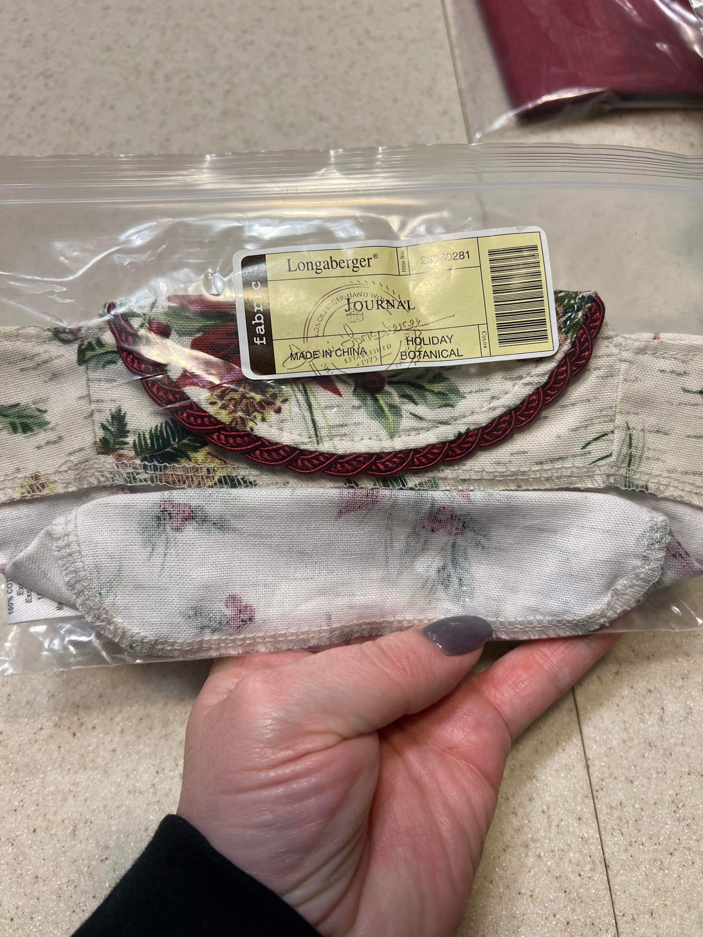 Longaberger Journal Liner in Holiday Botanical