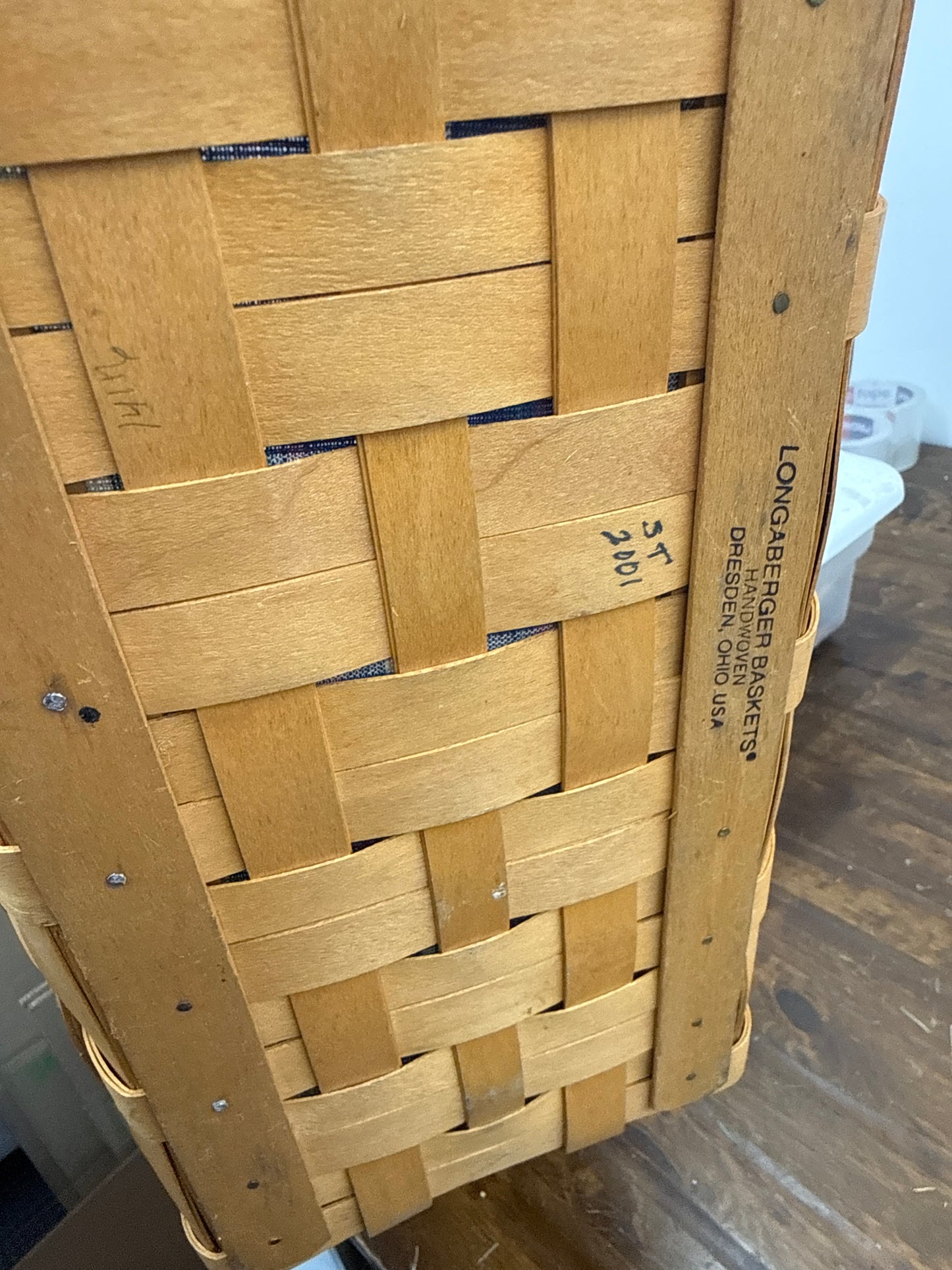 Longaberger large boardwalk basket with liner and protector