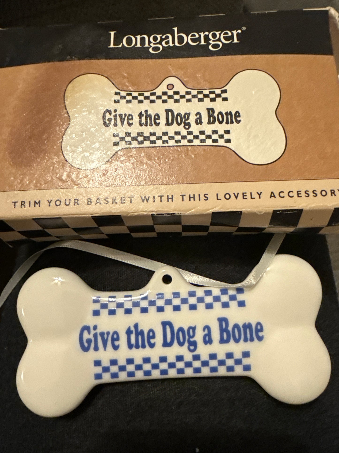 Longaberger give the dog a bone tie on