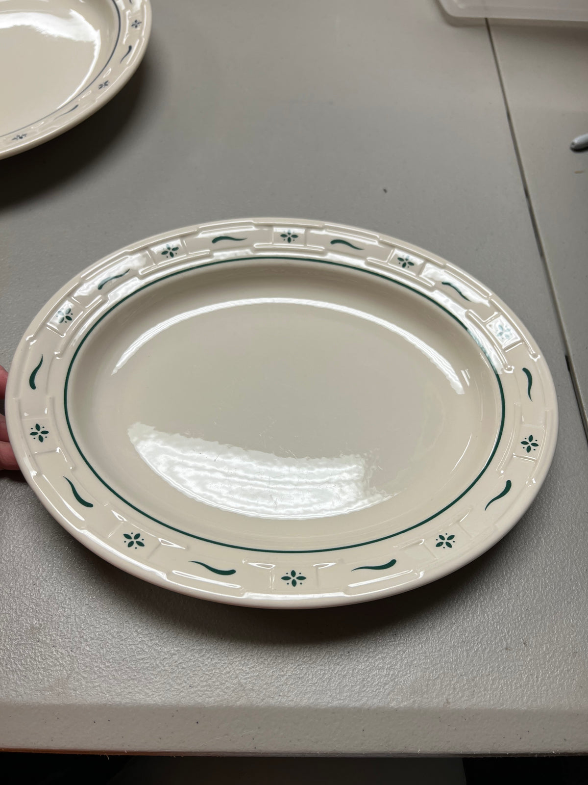 Longaberger Oval Serving Dish in Heritage Green