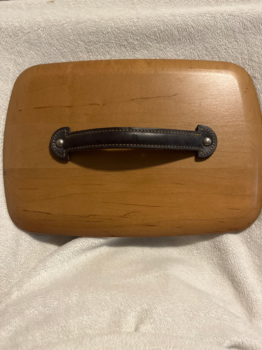 Longaberger 10”x7” rectangular lid — leather handle