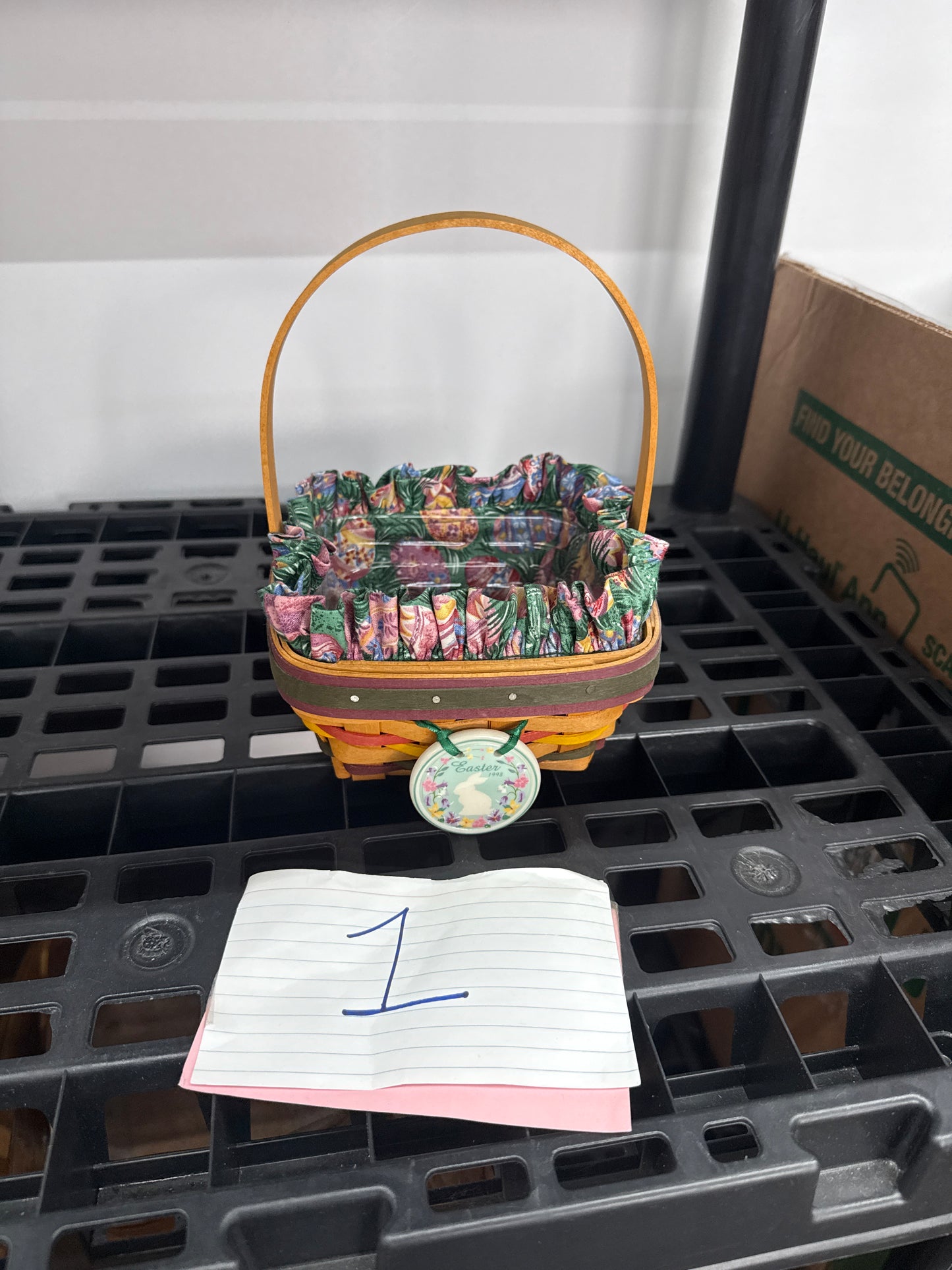 Longaberger 1998 Easter basket with liner, protector, and tie on