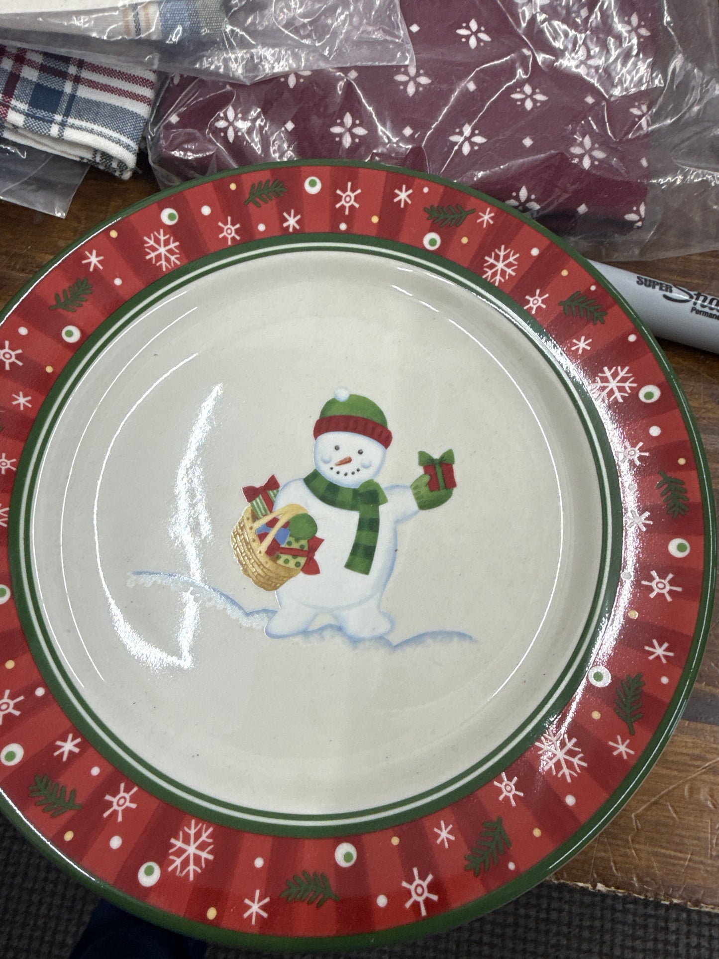 Longaberger snowman snack plate