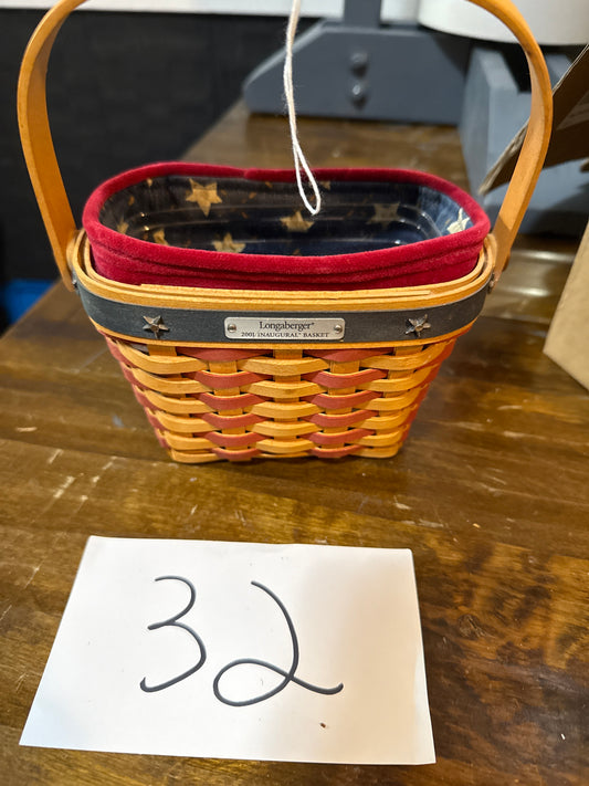 Longaberger 2001 inaugural basket with liner and protector