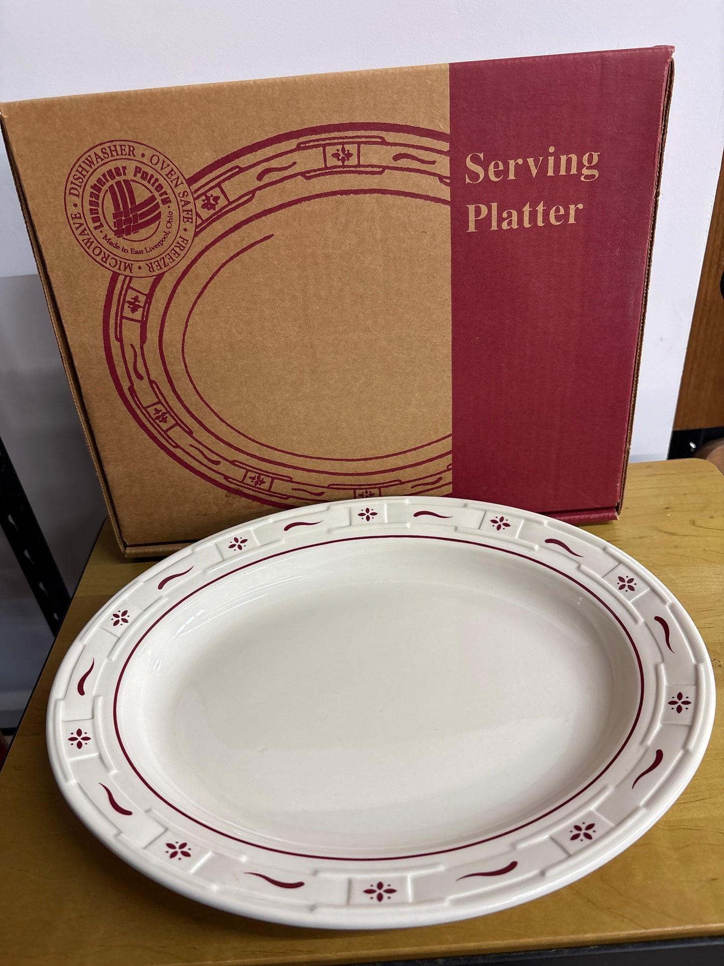 Longaberger Oval Serving Platter in Traditional Red