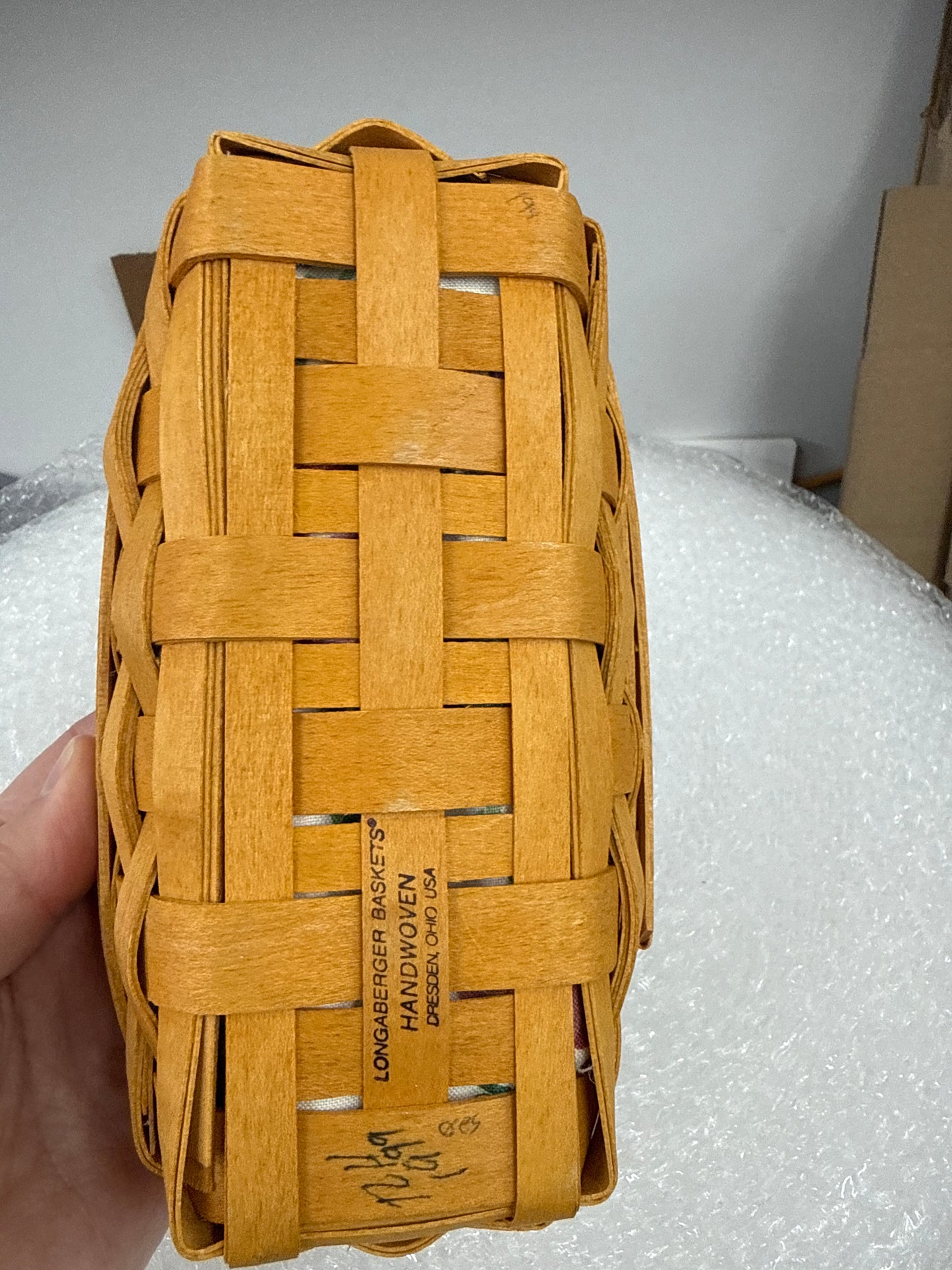 Longaberger lavender basket with liner and protector
