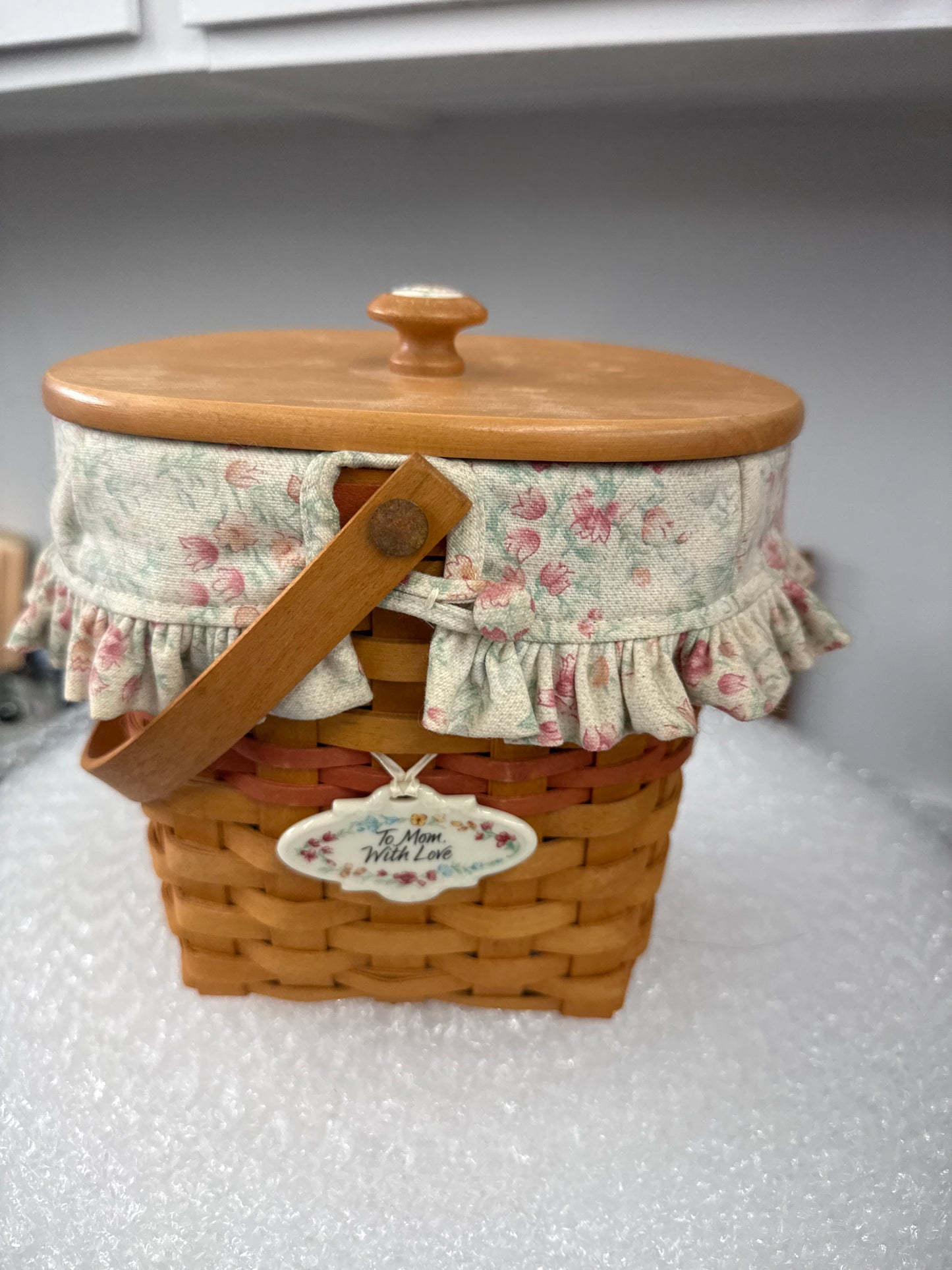 Longaberger vintage blossoms basket with liner, protector, and tie on