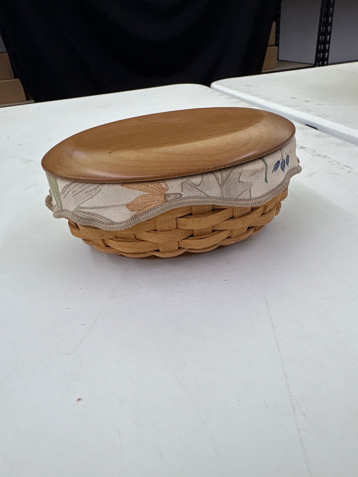 Longaberger 2003 Horizon of Hope basket with liner, protector and lid warm brown