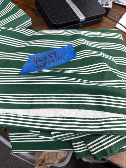 Longaberger 46x84 curtain in hunter green stripe (has lining)