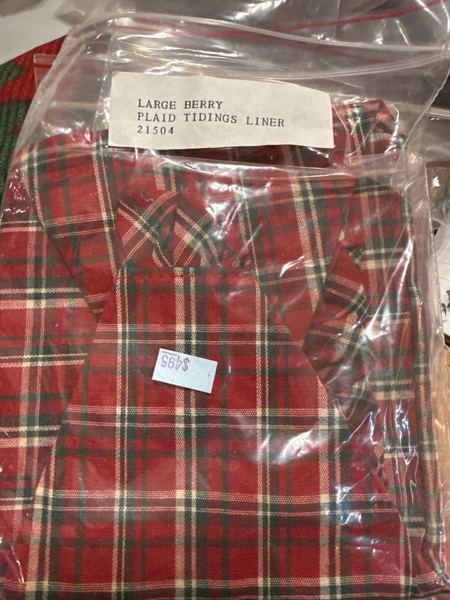 Longaberger large berry liner in plaid tidings