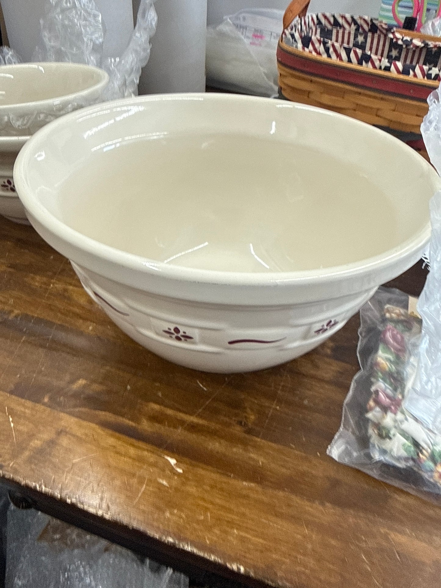 Longaberger large mixing bowl in traditional red