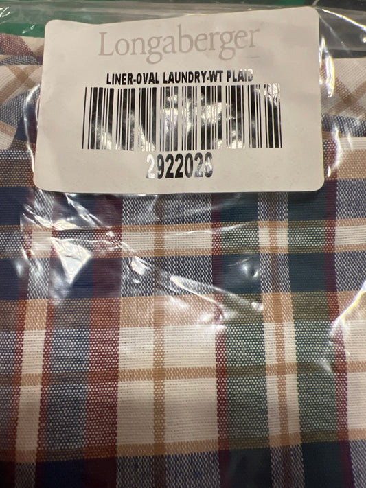 Longaberger oval laundry liner in woven traditions plaid