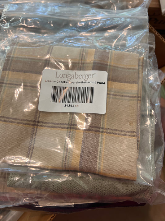 Longaberger checkerboard liner in butternut plaid