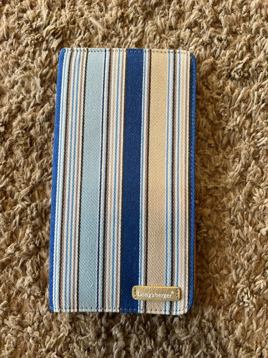 Longaberger Business Card Holder in Cabana Blue Stripe