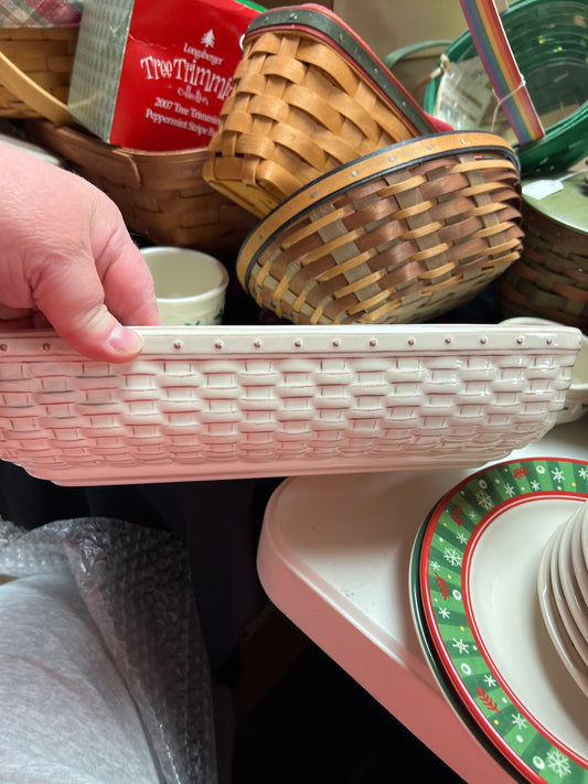 Longaberger dresden dish in ivory cream