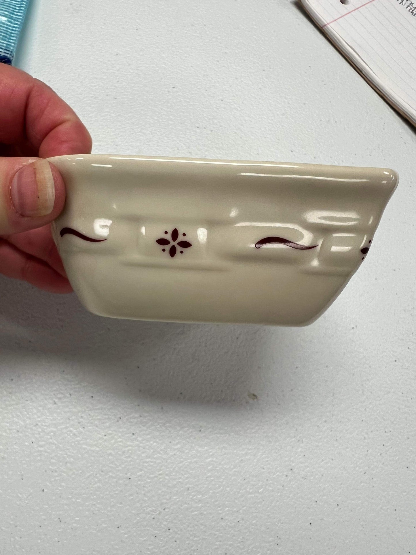 Longaberger Heart Dish with Candle in Traditional Red