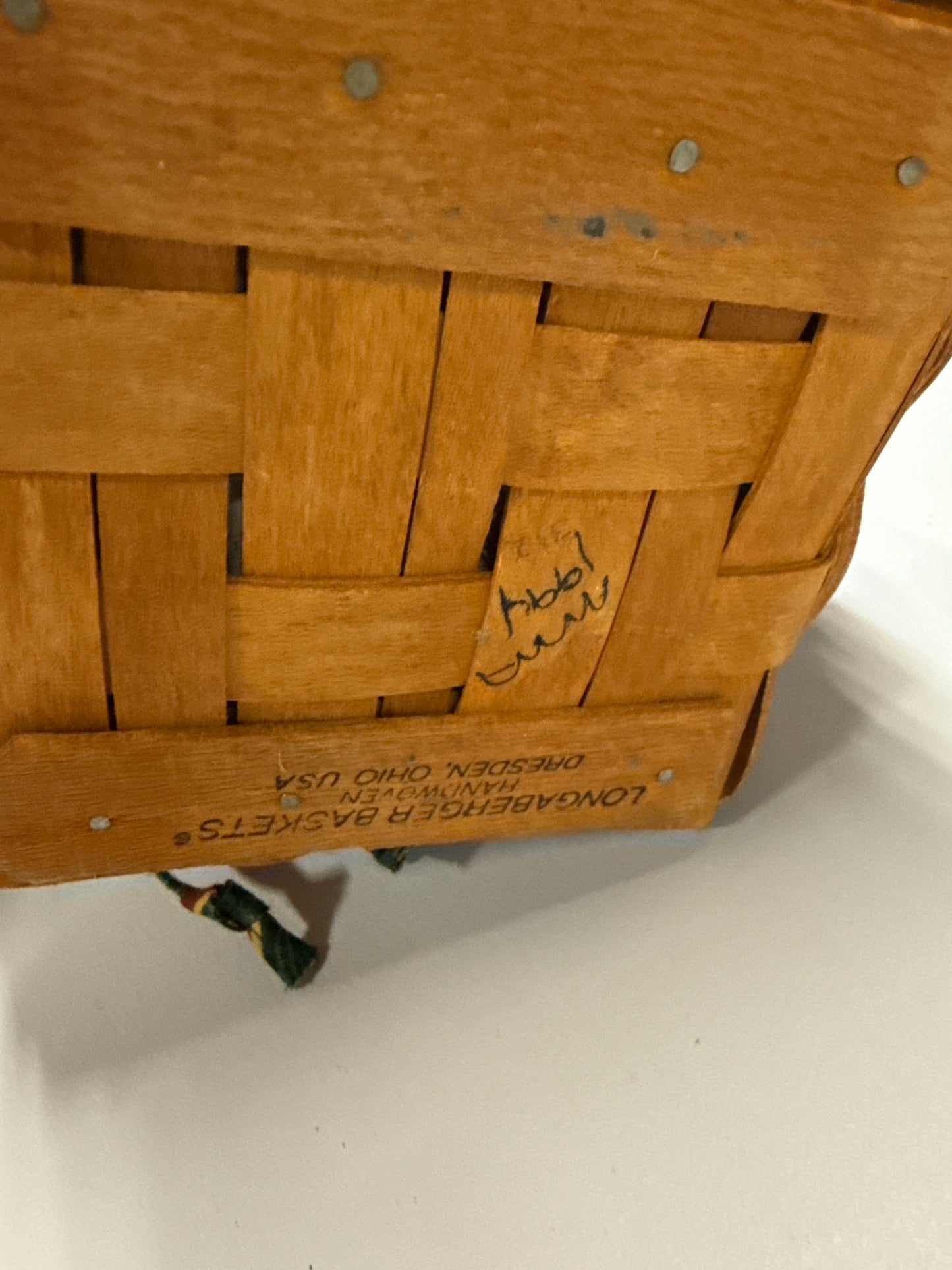 Longaberger jingle bell basket with liner, protector, and lid