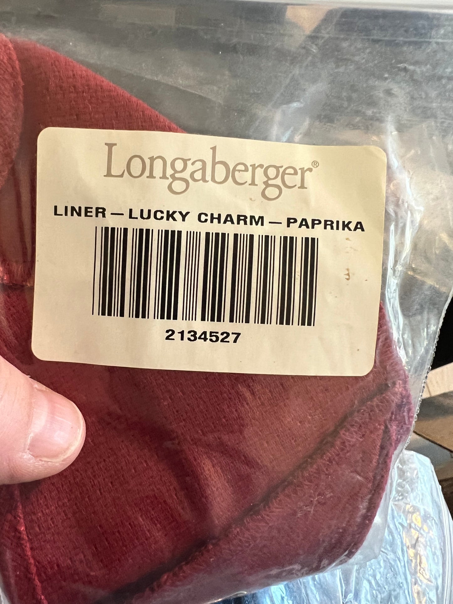 Longaberger lucky charm liner in paprika