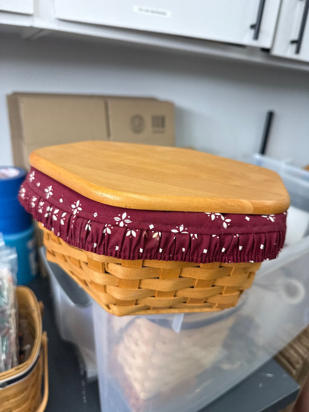 Longaberger 9” generation basket with lid, liner and protector