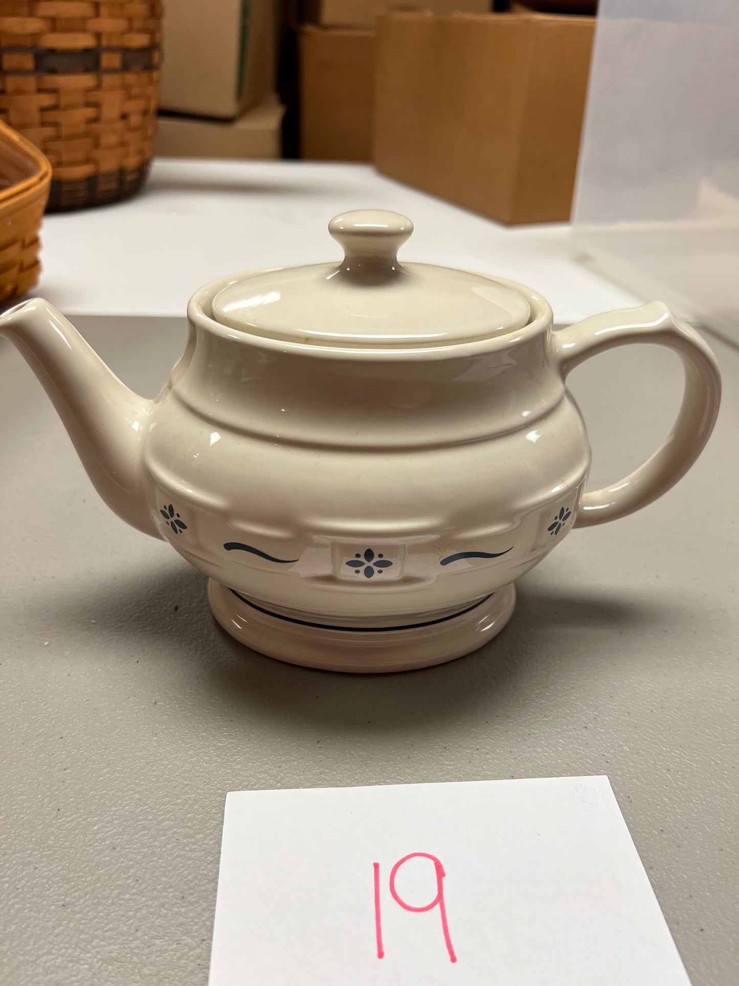 Longaberger teapot in classic blue