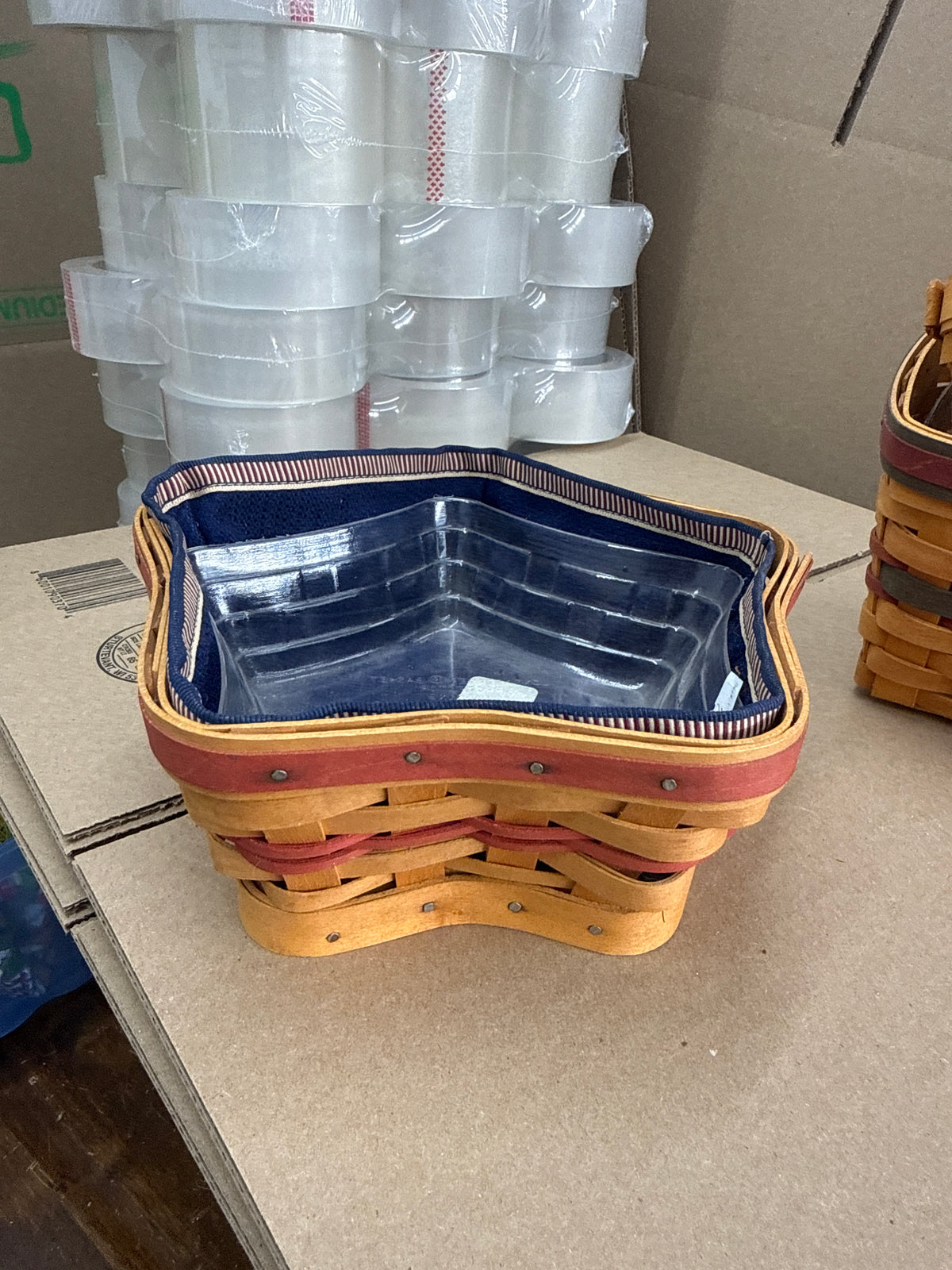 Longaberger little star basket with liner and protector