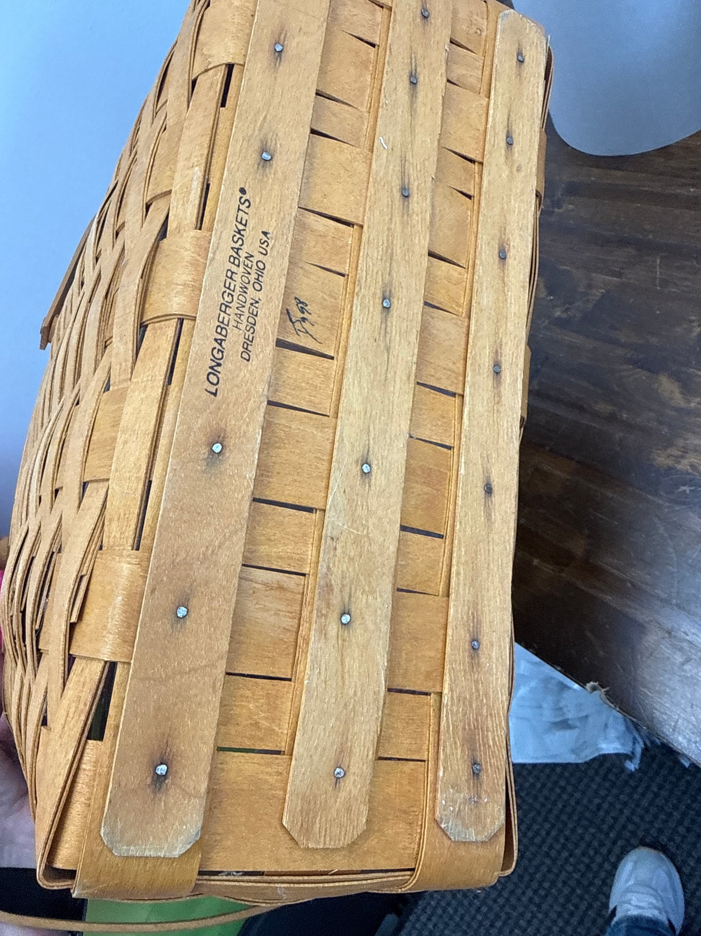 Longaberger magazine basket with protector