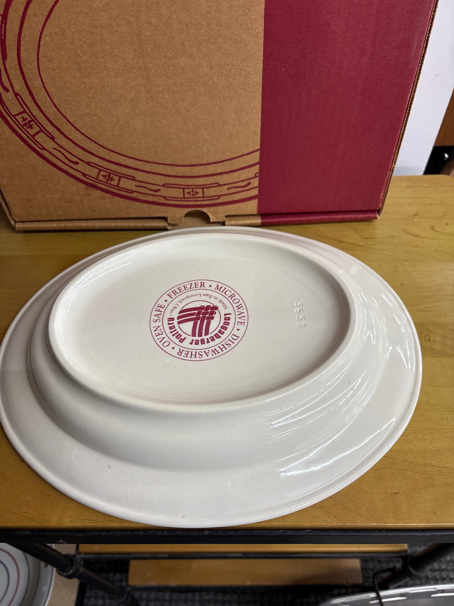 Longaberger Oval Serving Platter in Traditional Red