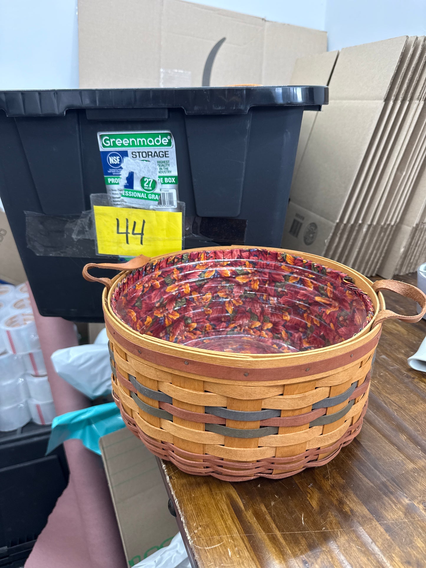 Longaberger basket of plenty with liner and protector