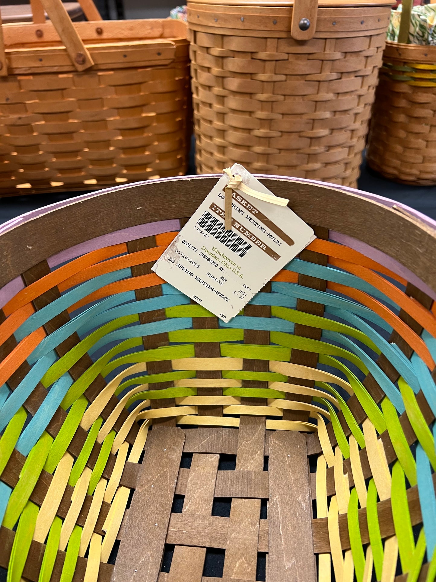 Longaberger large spring nesting multicolored basket