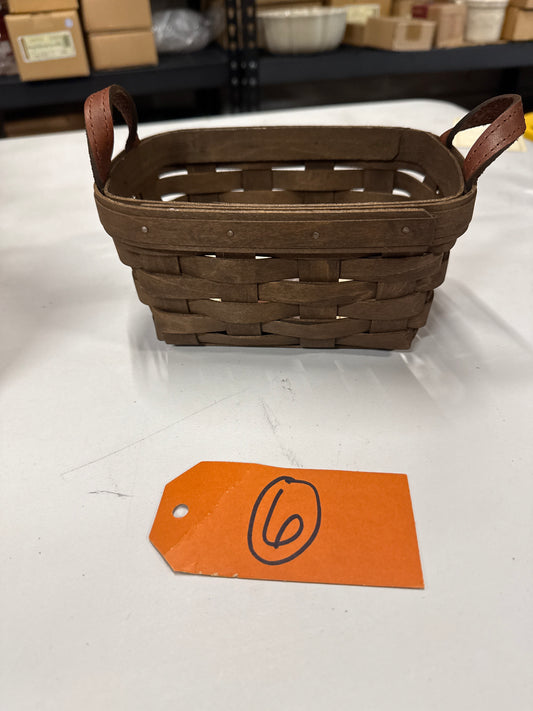 Longaberger tea basket in dark brown