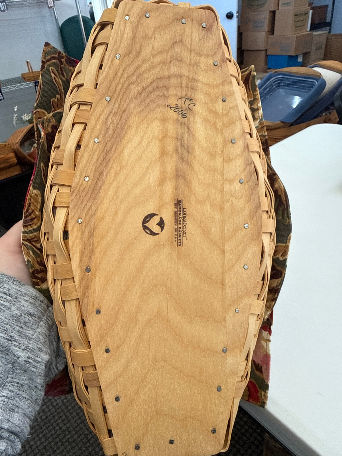 Longaberger heartwood bread basket with liner and protector