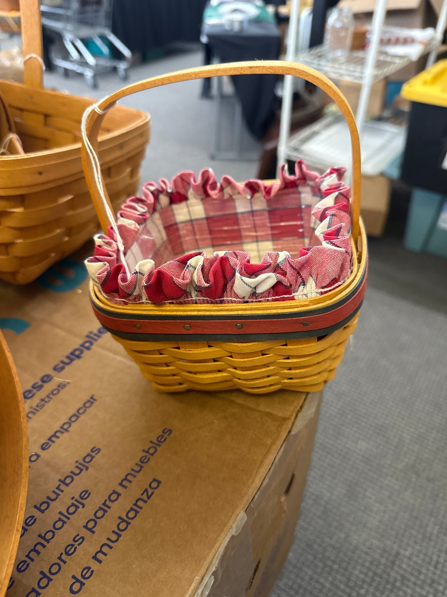 Longaberger strawberry basket with liner and protector