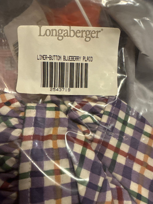 Longaberger button liner in blueberry plaid