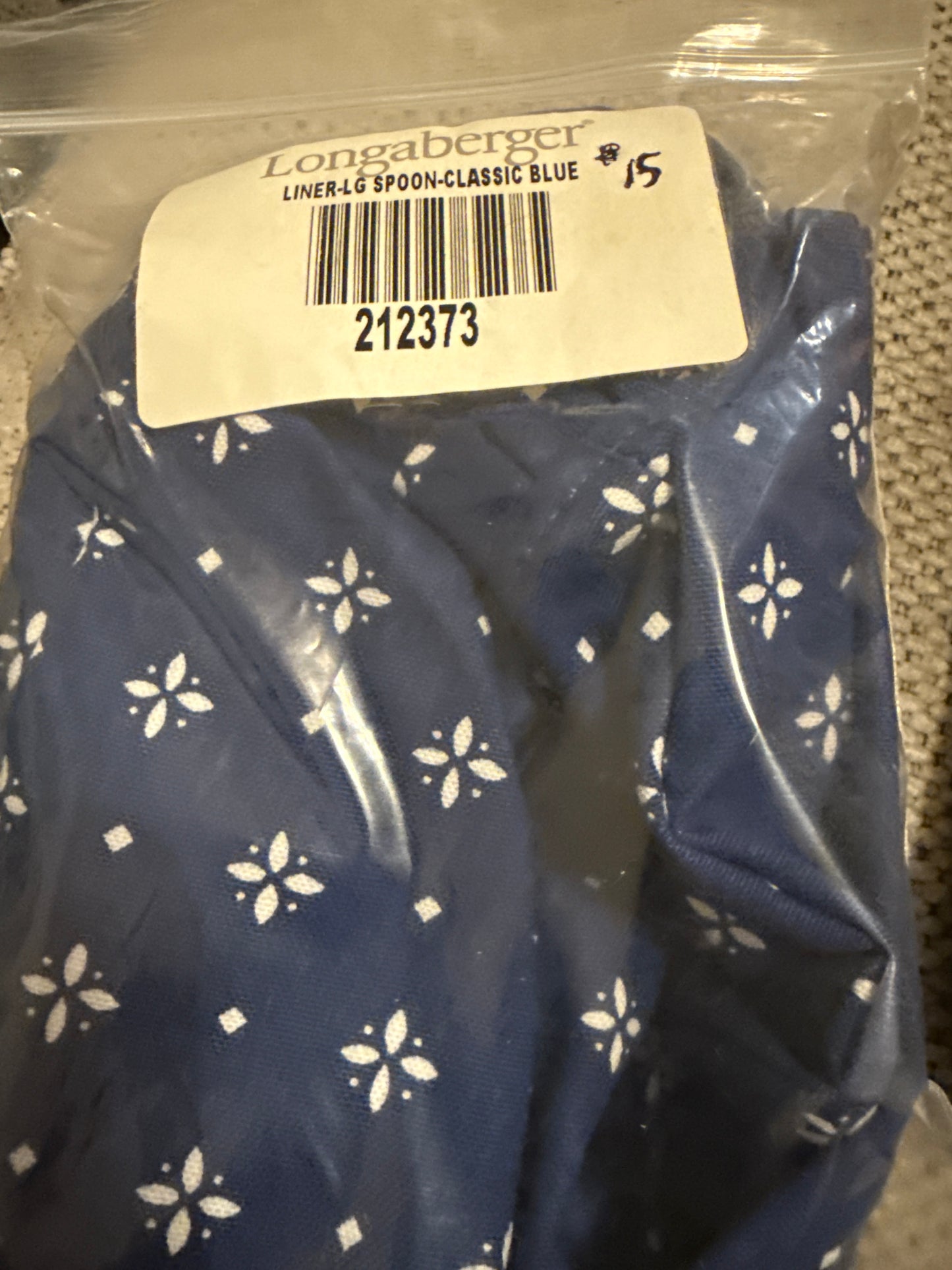 Longaberger large spoon liner in classic blue