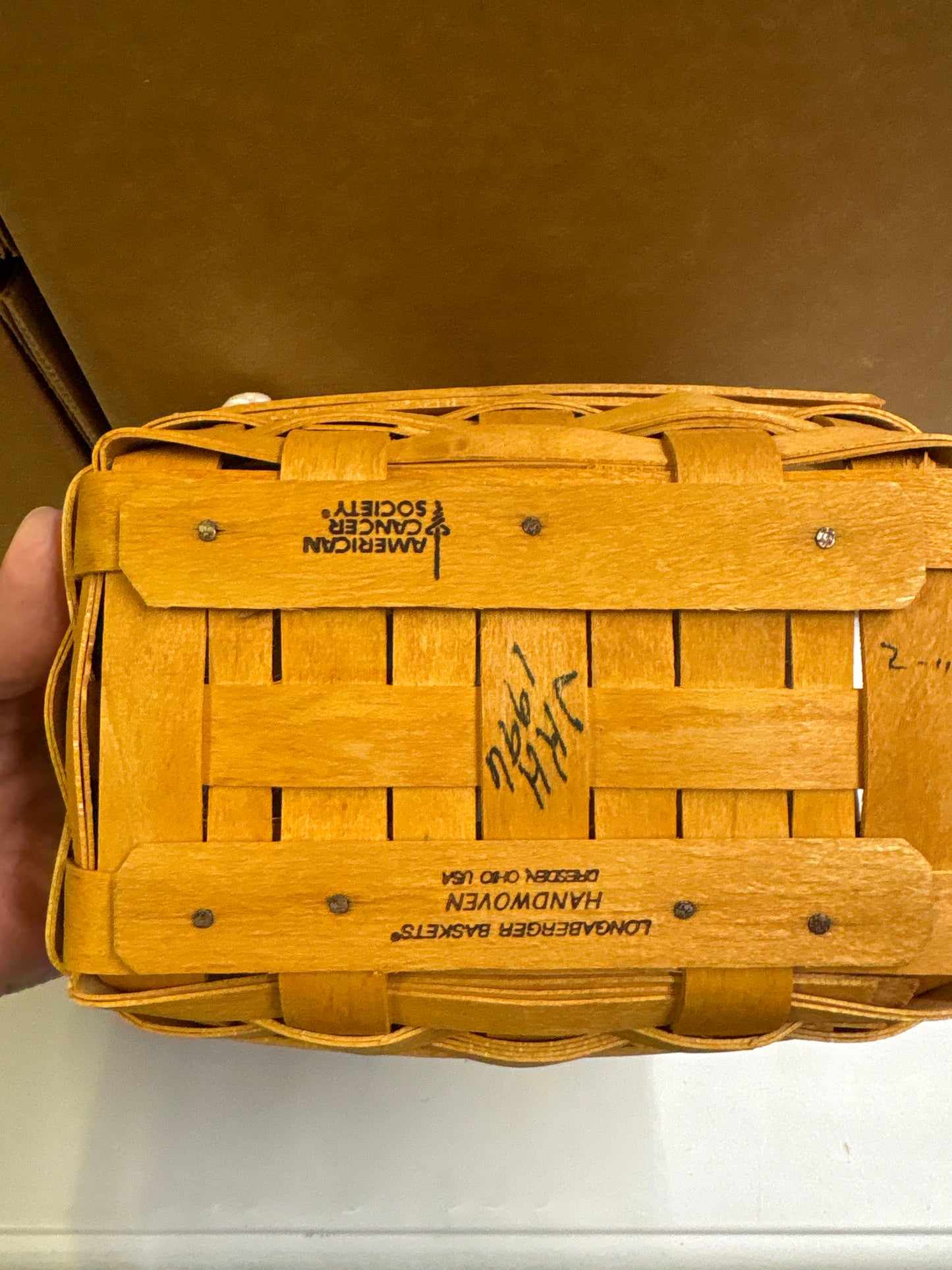 Longaberger 1996 horizon of hope basket with liner and protector