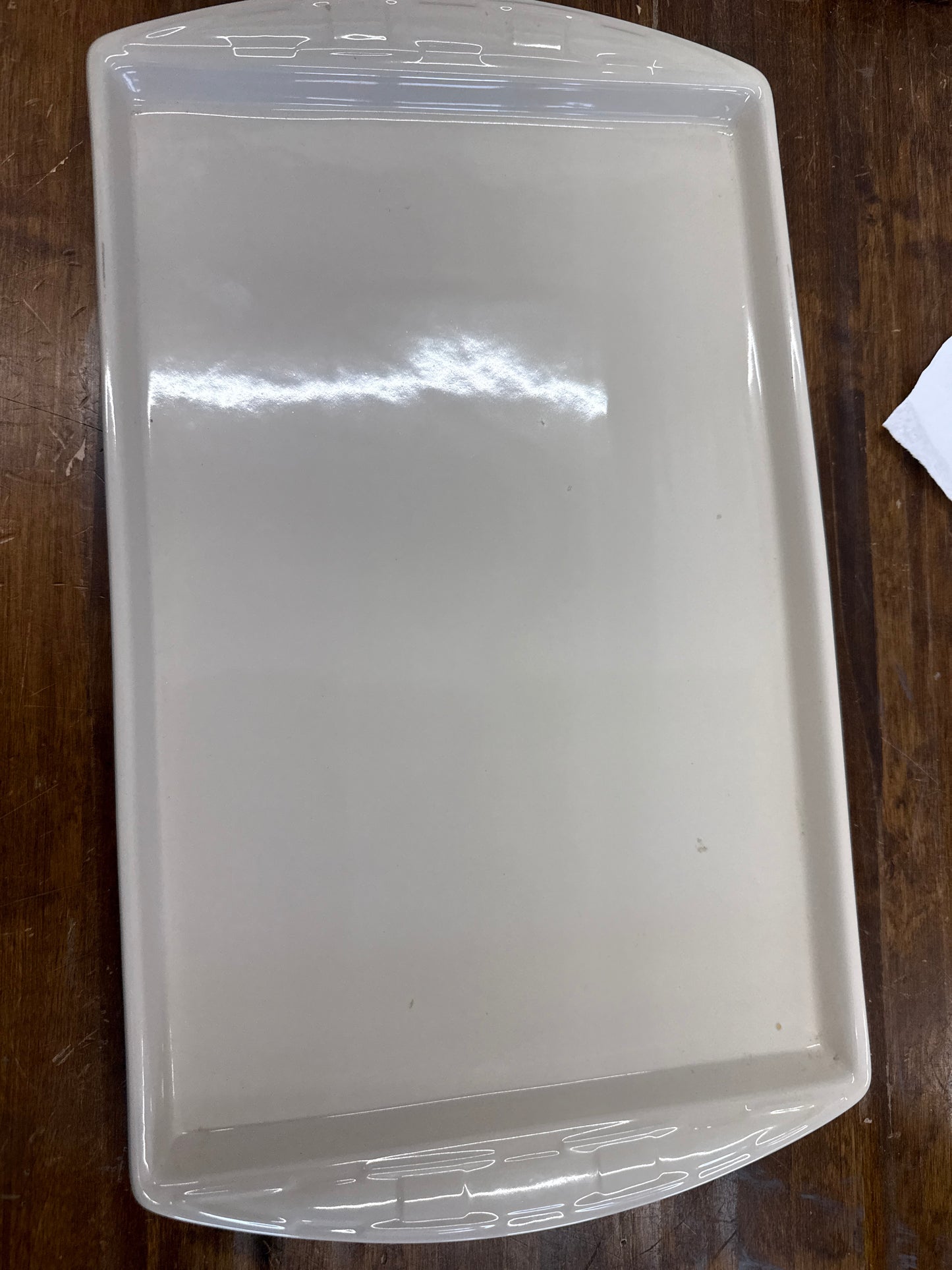 Longaberger 9x13 lid tray in ivory (shows some use)