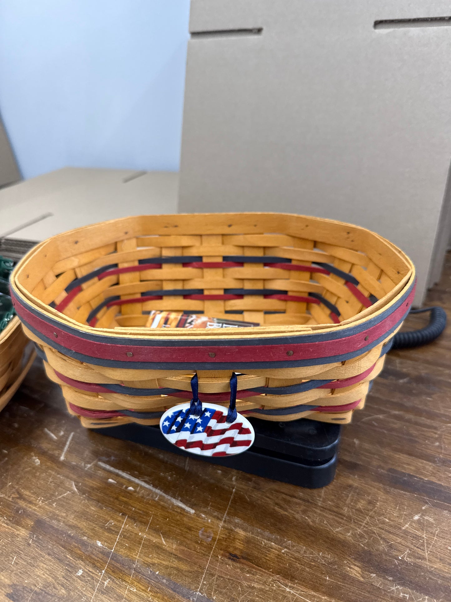 Longaberger blue ribbon bread basket with tie on