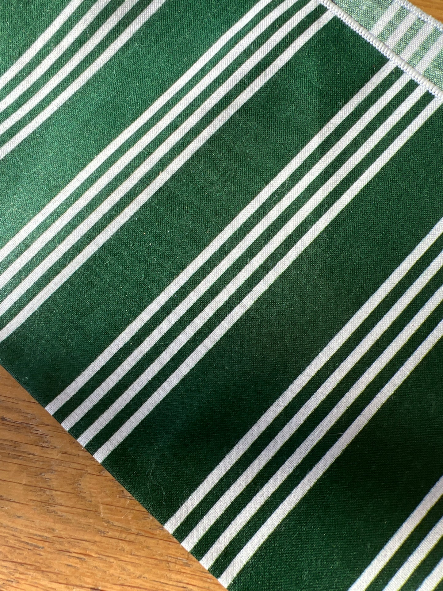 Longaberger fabric sample in hunter green stripe