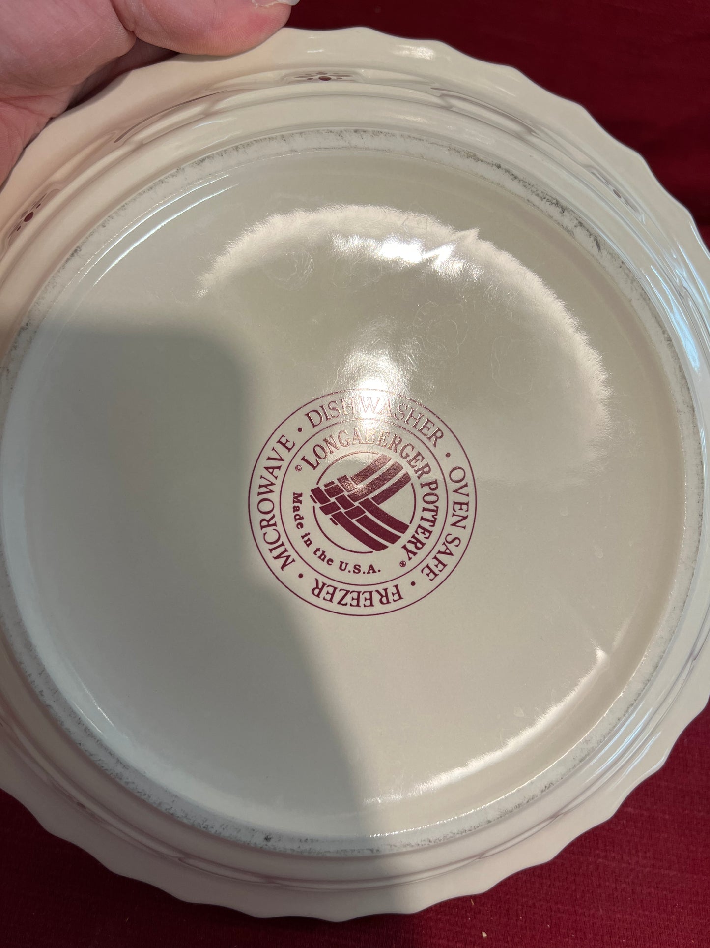 Longaberger full size pie plate in traditional red