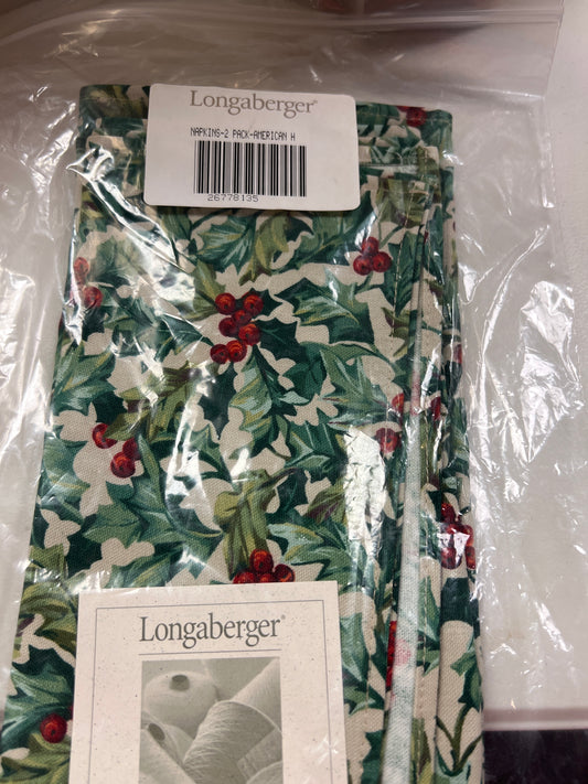 Longaberger set of napkins in American holly