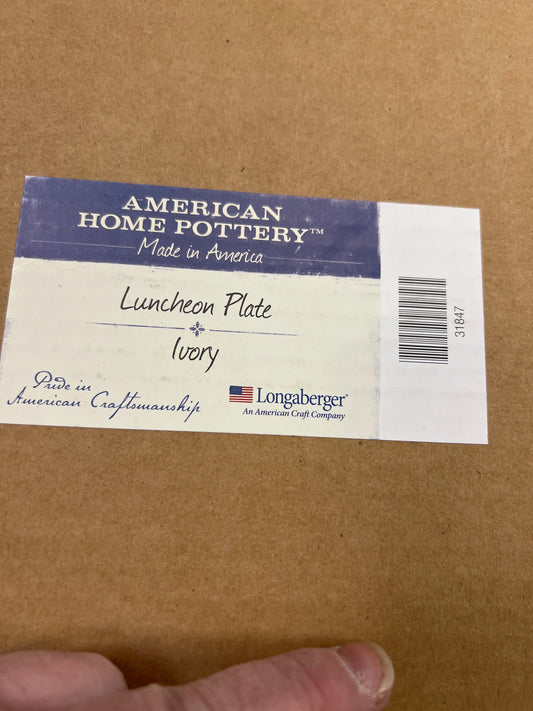 Longaberger American home pottery luncheon plate in ivory