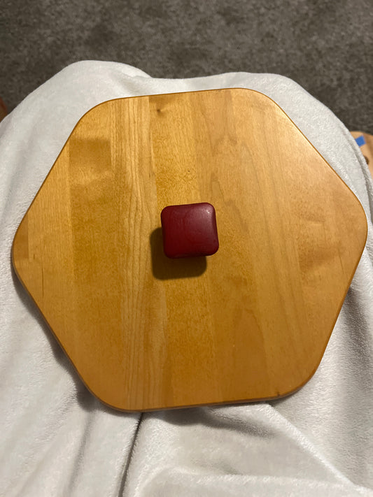 Longaberger 10.25” x 9.25” hexagonal lid - red knob