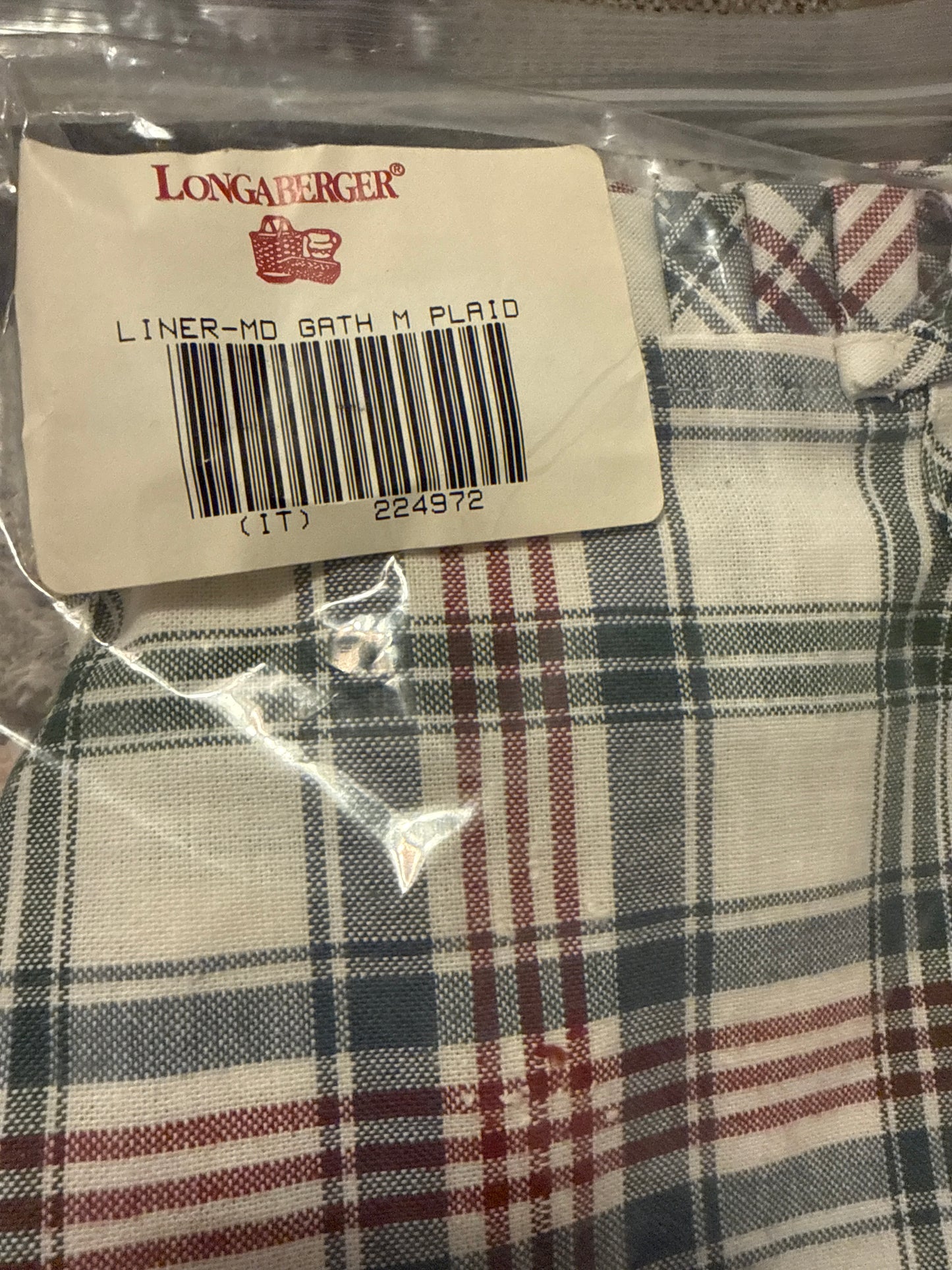 Longaberger medium gathering liner in market day plaid