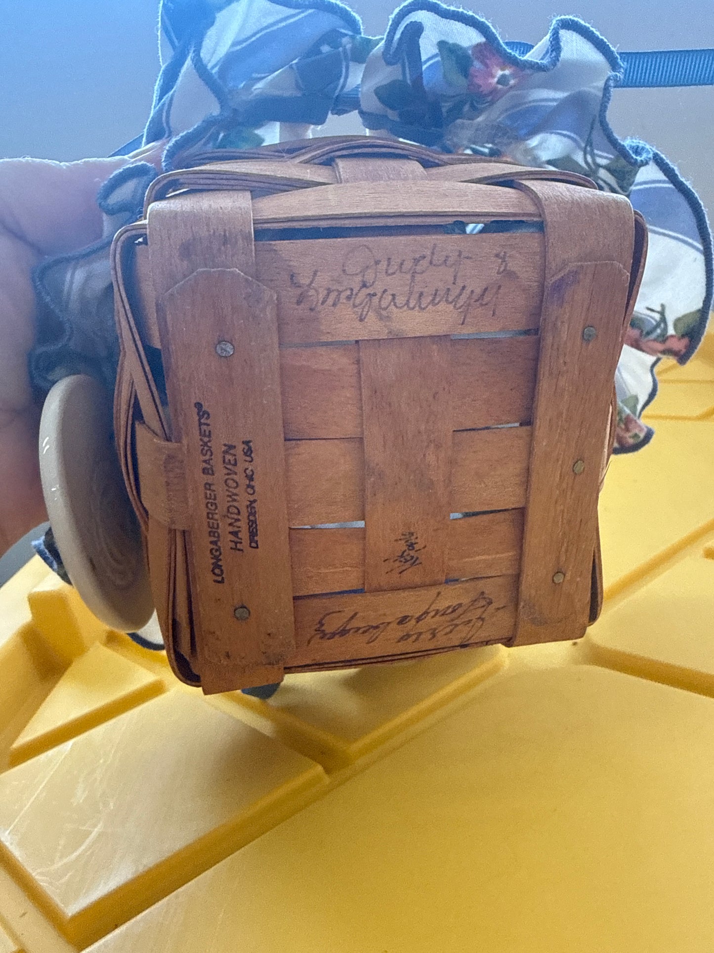 Longaberger small peg with liner and tie on
