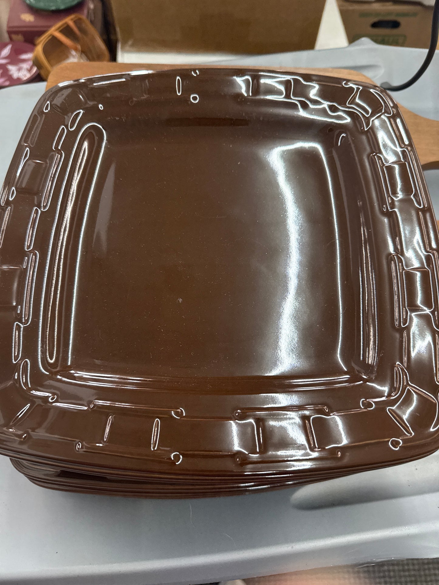 Longaberger soft square dinner plate in chocolate