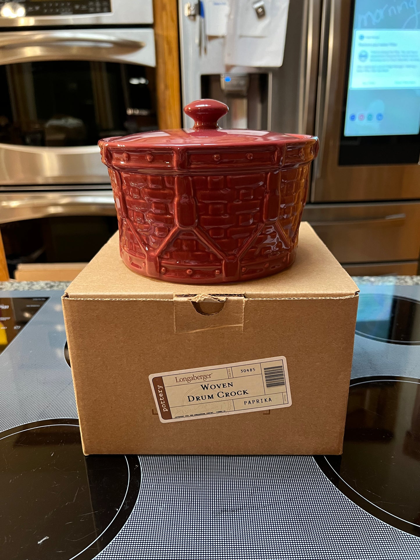 Longaberger drum croc with lid in paprika (may not have box)